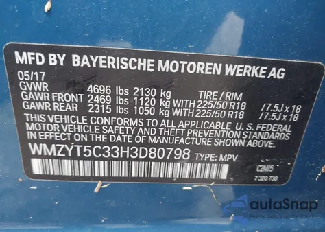 2017 Mini Countryman Cooper S from USA, damaged, VIN WMZYT5C33H3D80798